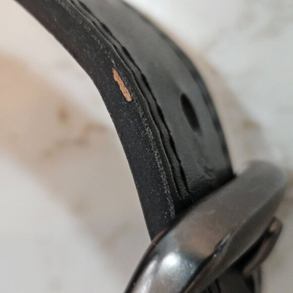 Wrangler Mens Reversible Leather Belt Sz 32 Black Brown Rotated Buckle Guatemala - Picture 10 of 11